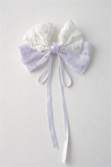 Beyaz Renk Taş Detaylı Kurdele Otomat Toka