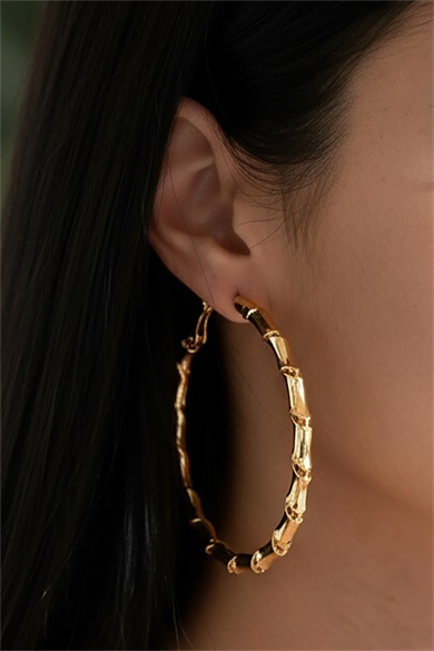 Altın Renk Halka Küpe (Çift)