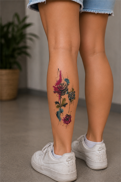 Üçlü Gül Geçici Dövme Tattoo