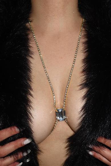 Altın Renk Taş Detaylı Tasarım Vücut Aksesuar