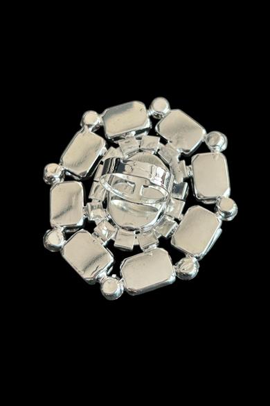 Gümüş Renk Taş Detaylı Tasarım Ayarlanabilir Yüzük