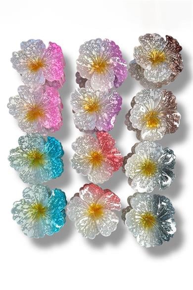 12li Karışık Renk Lotus Figürlü Mandal Toka Set