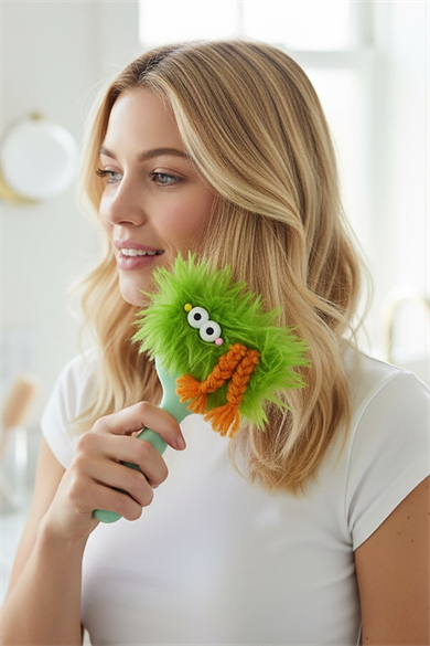 Yeşil Renk Canavar Figürlü Charm Takılabilir Saç Fırçası/Tarak