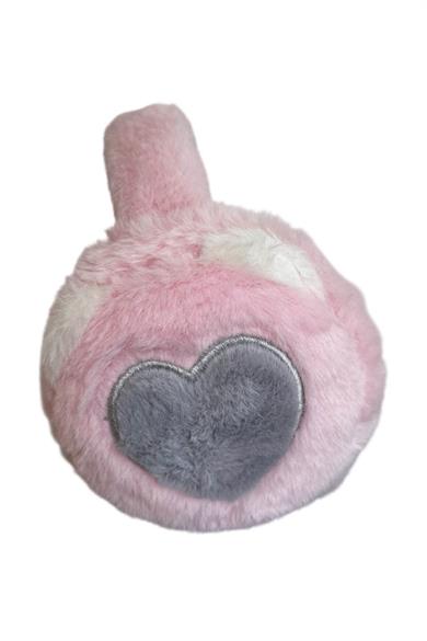 Pembe Ve Gri Renk Kalp Figürlü Peluş Kulaklık