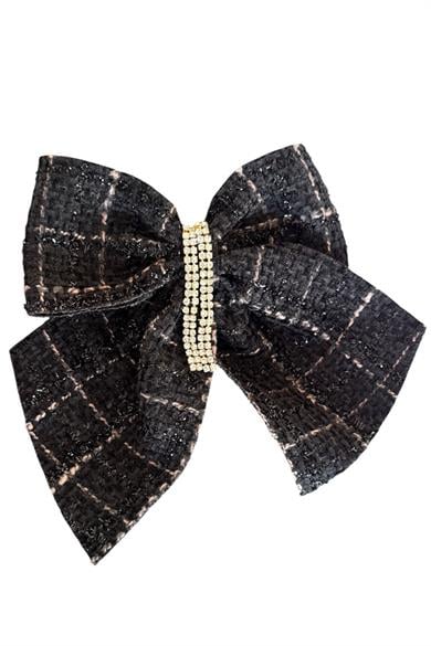 Siyah Renk Kurdele Figürlü Taş Detaylı Otomat Toka