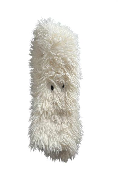 Beyaz Renk Göz Detaylı Peluş Çocuk Atkı