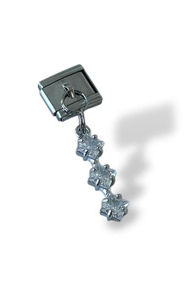 Gümüş Renk Taş Detaylı Çelik Nomination Charm (Tek)
