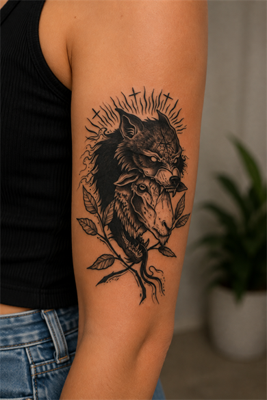 Kurt Ve Kuzu Geçici Dövme Tattoo