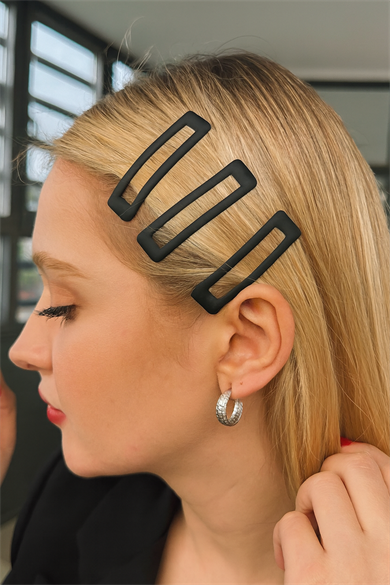 Siyah Renk 3lü Yan Toka Set