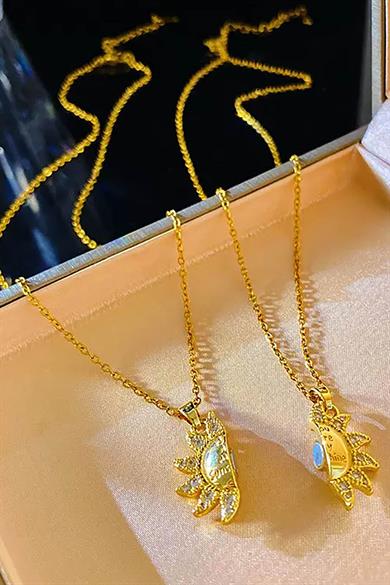 Altı Renk Güneş Figürlü İkili Çelik Çift/ Best Friend Kolyesi