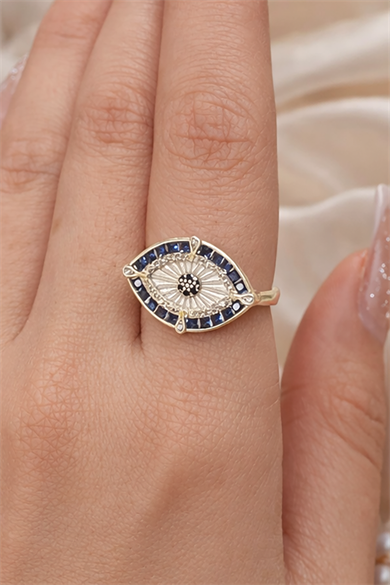 Altın Renk Göz Figürlü Ayarlanabilir Yüzük