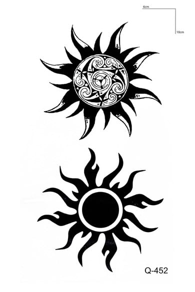 İkili Güneş Mini Geçici Dövme Tattoo