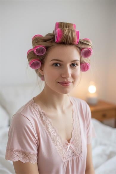 Pembe Renk 6lı Küçük Boy Bigudi Set