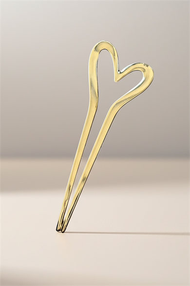 Altın Renk Kalp Figürlü Metal Topuz Tokası