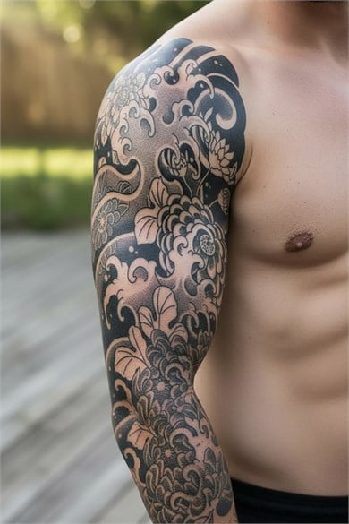Şekilli Kol Sonradan Kararan Yarı Kalıcı Geçici Dövme Tattoo