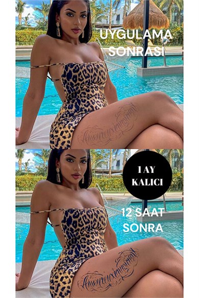 Amoureux Yazılı Sonradan Kararan Yarı Kalıcı Geçici Dövme Tattoo
