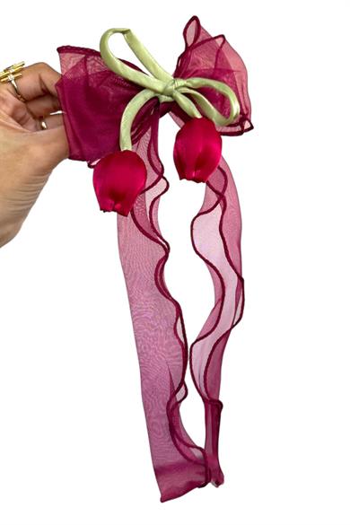 Bordo Renk Lale Figürlü Otomat Toka