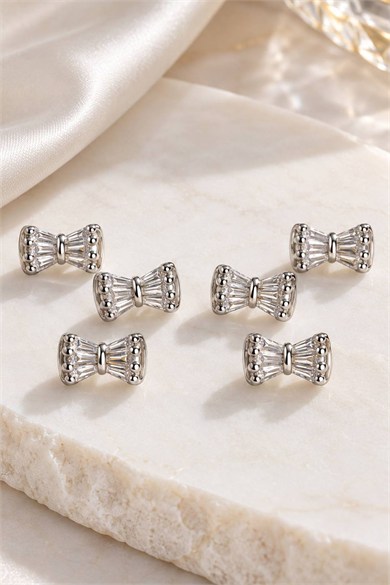Gümüş Renk 6lı Taşlı Küpe Set