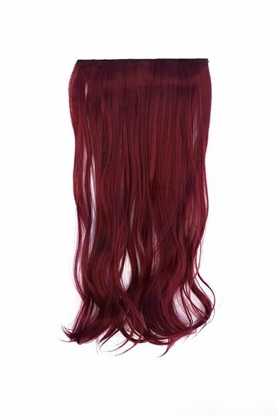 Isıya Dayanıklı Yarımay Çıt Çıt Saç - 39# - Şarap Kızıl - Dalgalı - 60 Cm - 110 Gr ( Sevil )
