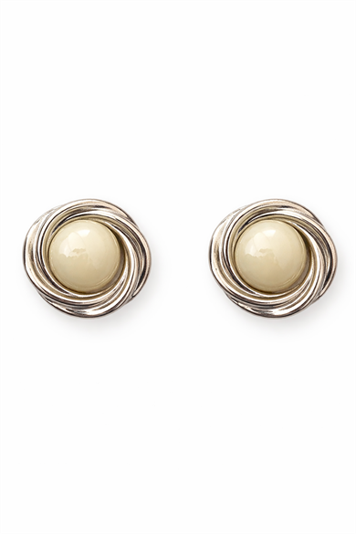 Gümüş Renk İnci Detaylı Küpe (Çift)