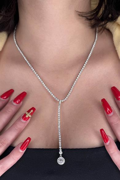 Gümüş Renk Su Yolu 14K Altın Kaplama VİP Kolye