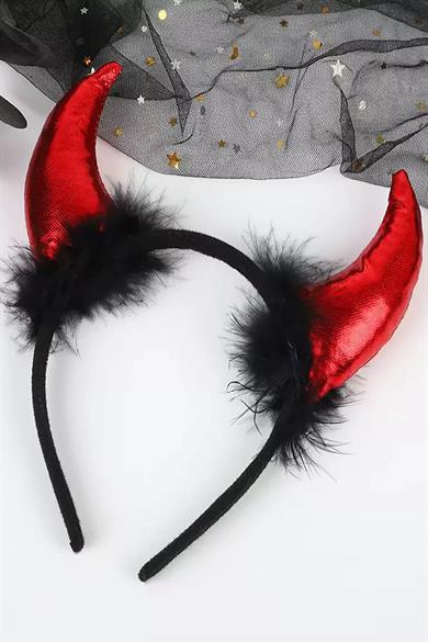 Kırmızı Renk Boynuz Figürlü Taç