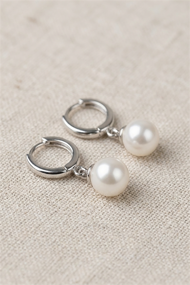 Gümüş Renk İnci Detaylı Xuping Küpe (Çift)