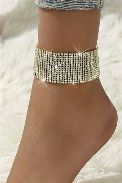 Altın Renk  Taş Detaylı Tasarım Halhal