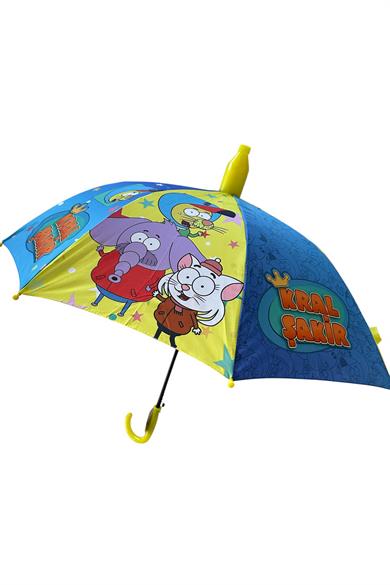 Sarı Renk Karışık Figürlü Kılıflı Çocuk Şemsiye