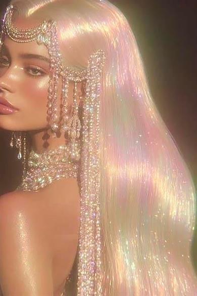 Hologramlı Yan Postiş Hair Tinsel Shiny Hair (50 Cm)