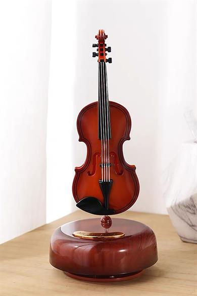 Kahverengi Solo Hareketli Keman Müzik Kutusu
