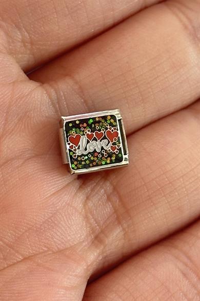 Gümüş Renk Love Yazılı Çelik Nomination Charm (Tek)