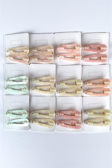 12li Karışık Renk İnci Detaylı Yan Toka Set 