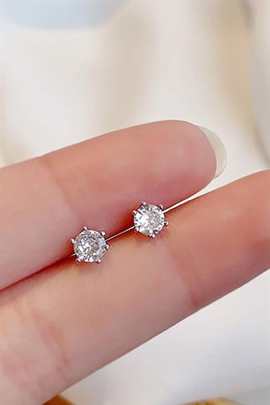 Gümüş Renk Taş Detaylı Unisex Küpe (Çift)