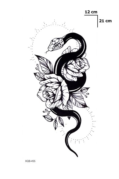 Yılan Ve Gül Geçici Dövme Tattoo