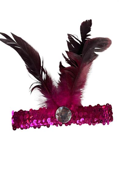 Pembe Renk Tüy Figürlü Charleston Saç Bandı