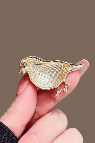 Karışık Renk Kuş Figürlü Broş