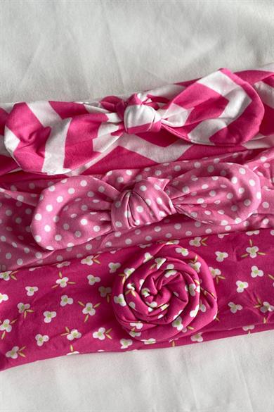 3lü Pembe Renk Çocuk Saç Bandı Set