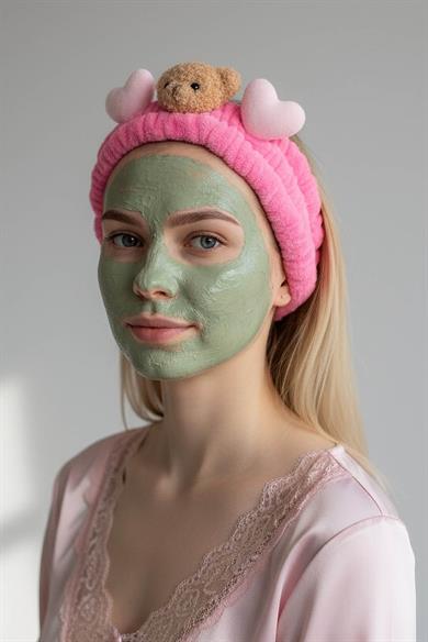 Pembe Renk Ayıcık Figürlü Peluş Saç Bandı