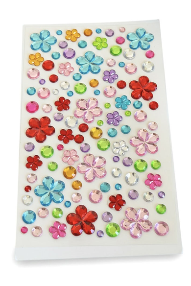 Karışık Renk Çiçek Figürlü Yapışkanlı Taş Sticker 