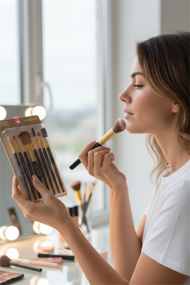 8li Altın Ve Siyah Renk Makyaj Fırçası Set