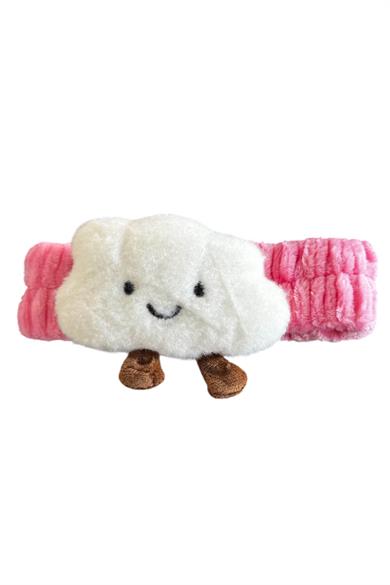 Fuşya Ve Beyaz Renk Bulut Figürlü Peluş Saç Bandı