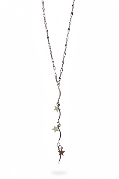 Gümüş Renk Yıldız Figürlü Çelik Y Kolye