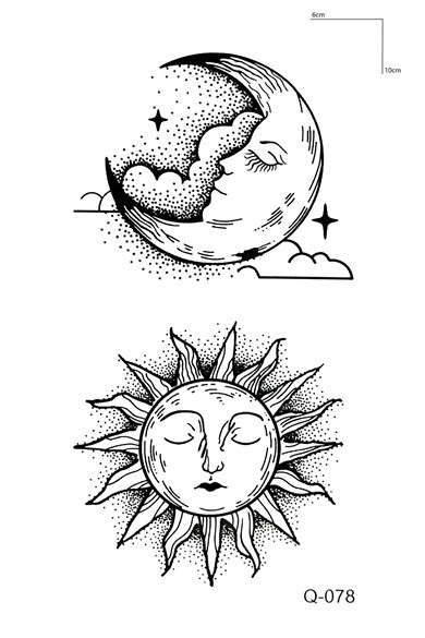 Ay ve Güneş Mini Geçici Dövme Tattoo