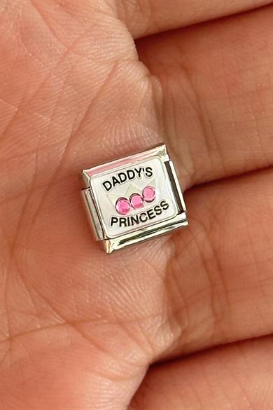 Gümüş Renk Daddys Prıncess Yazılı  Çelik Nomination Charm (Tek)