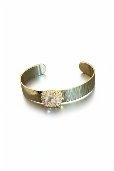 Altın Renk Taşlı Kelepçe Bileklik