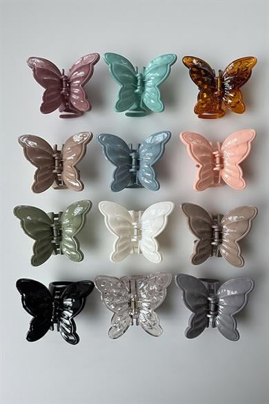 12li Karışık Renk Kelebek Figürlü Mandal Toka Set