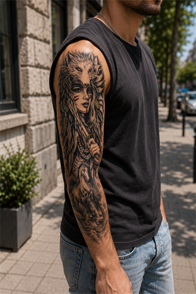 Kurt Başlıklı Kız Kol Geçici Dövme Tattoo