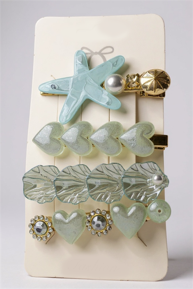 4lü Mavi Renk Karışık Figürlü Toka Set