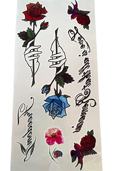 Mavi Gül Geçici Dövme Tattoo